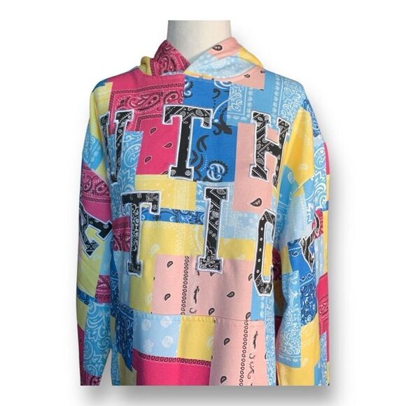 Authentics Bandana Patchwork Pullover Hoodie Sweatshirt Large Multicolor Paisley - Picture 4 of 13